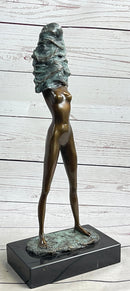 Nude Girl Woman Removing Shirt Modern Art Bronze Sculpture Statue Erotic Female FIgure