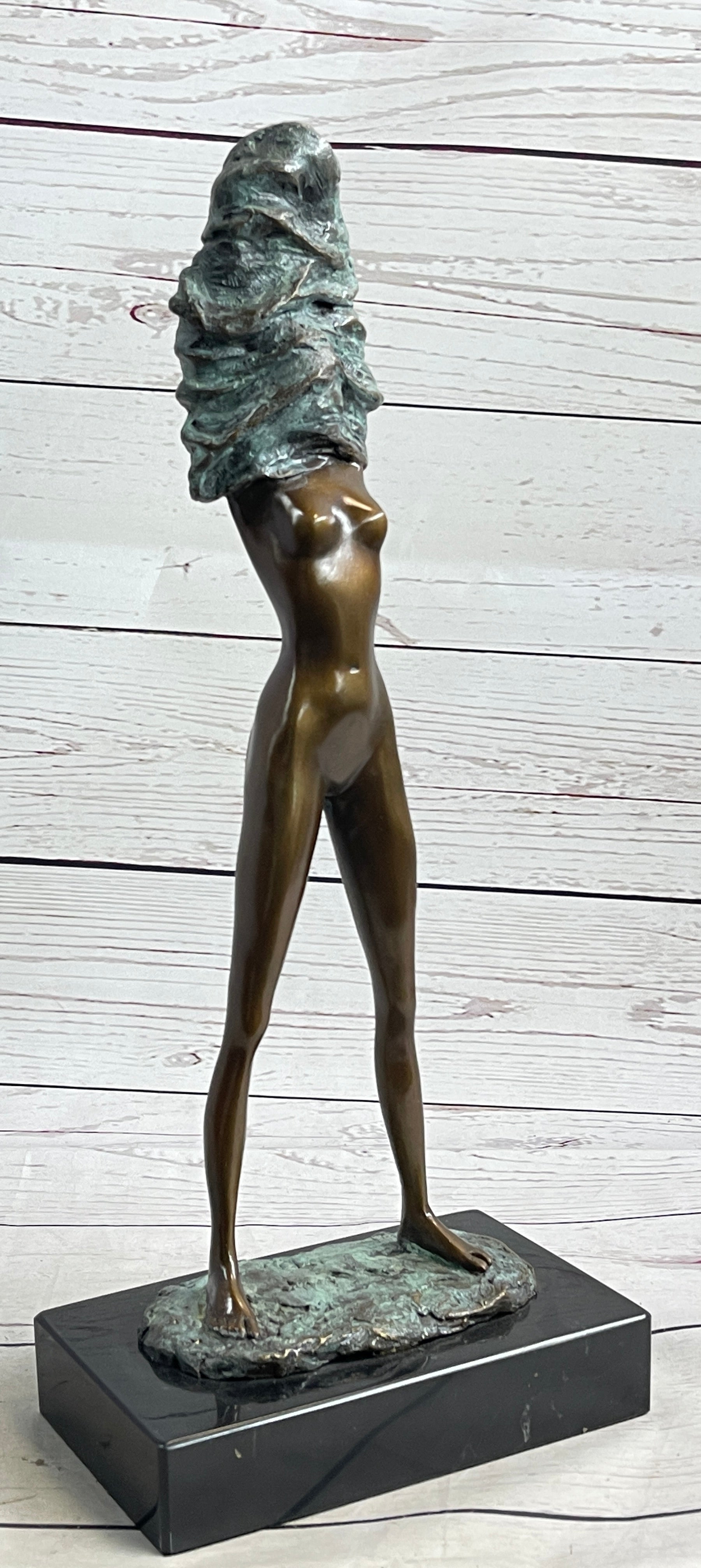 Nude Girl Woman Removing Shirt Modern Art Bronze Sculpture Statue Erotic Female FIgure