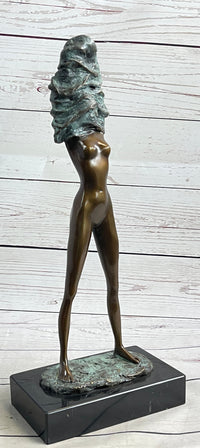 Nude Girl Woman Removing Shirt Modern Art Bronze Sculpture Statue Erotic Female FIgure