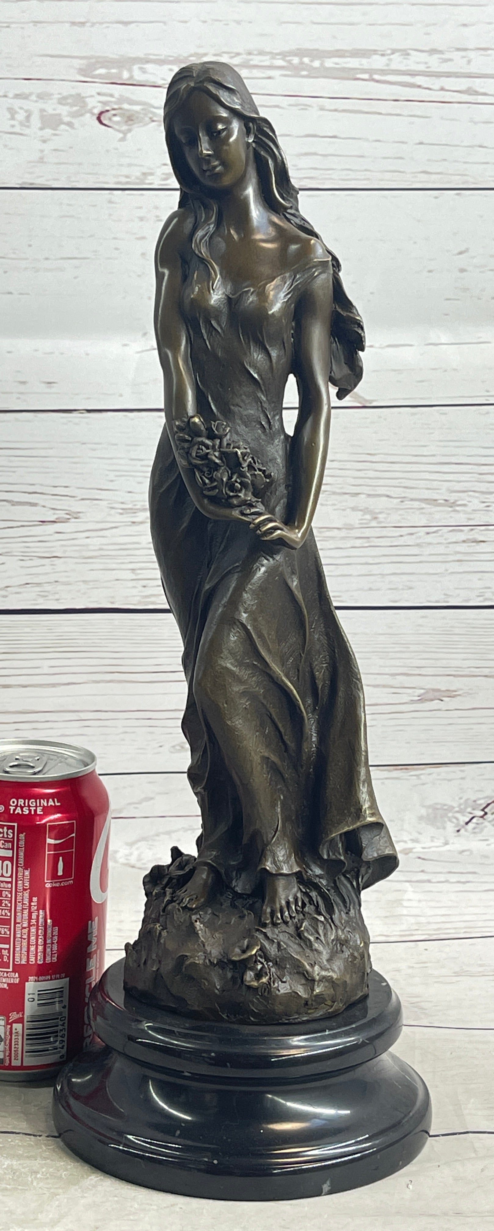 Signed French Milo Bridal Gift Bride with Bouquet Bronze Figure