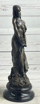 Signed French Milo Bridal Gift Bride with Bouquet Bronze Figure