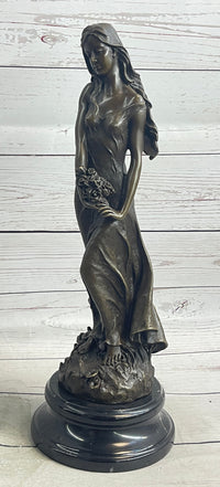 Signed French Milo Bridal Gift Bride with Bouquet Bronze Figure
