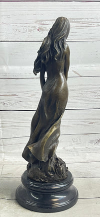 Signed French Milo Bridal Gift Bride with Bouquet Bronze Figure