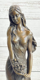 Signed French Milo Bridal Gift Bride with Bouquet Bronze Figure