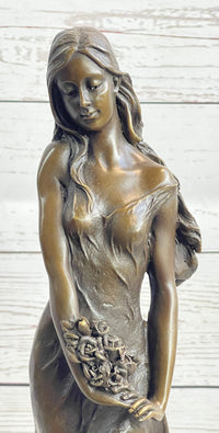 Signed French Milo Bridal Gift Bride with Bouquet Bronze Figure