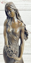 Signed French Milo Bridal Gift Bride with Bouquet Bronze Figure