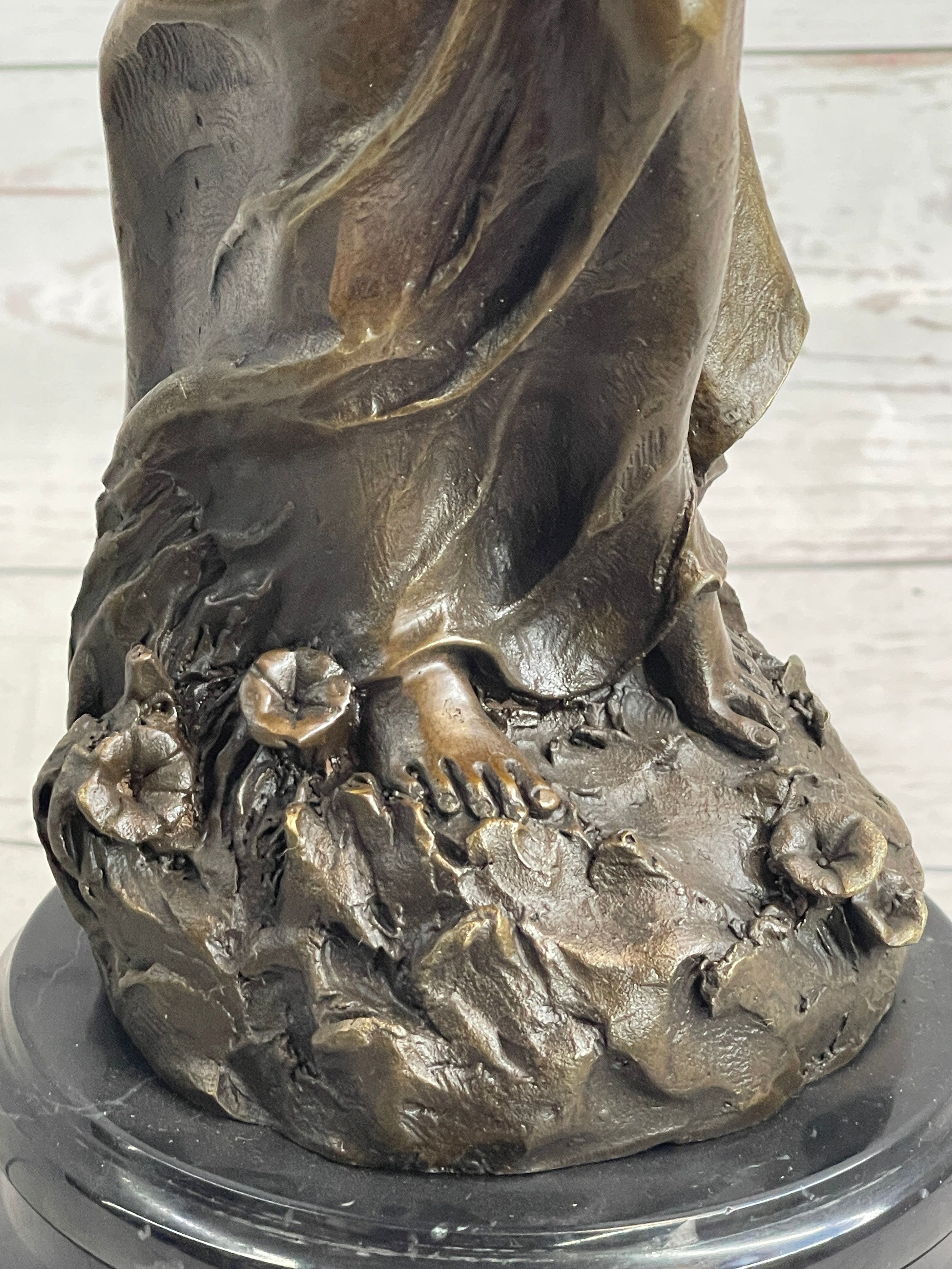 Signed French Milo Bridal Gift Bride with Bouquet Bronze Figure