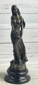 Signed French Milo Bridal Gift Bride with Bouquet Bronze Figure
