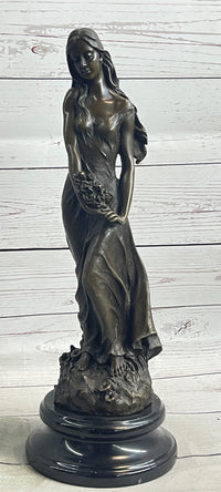 Signed French Milo Bridal Gift Bride with Bouquet Bronze Figure