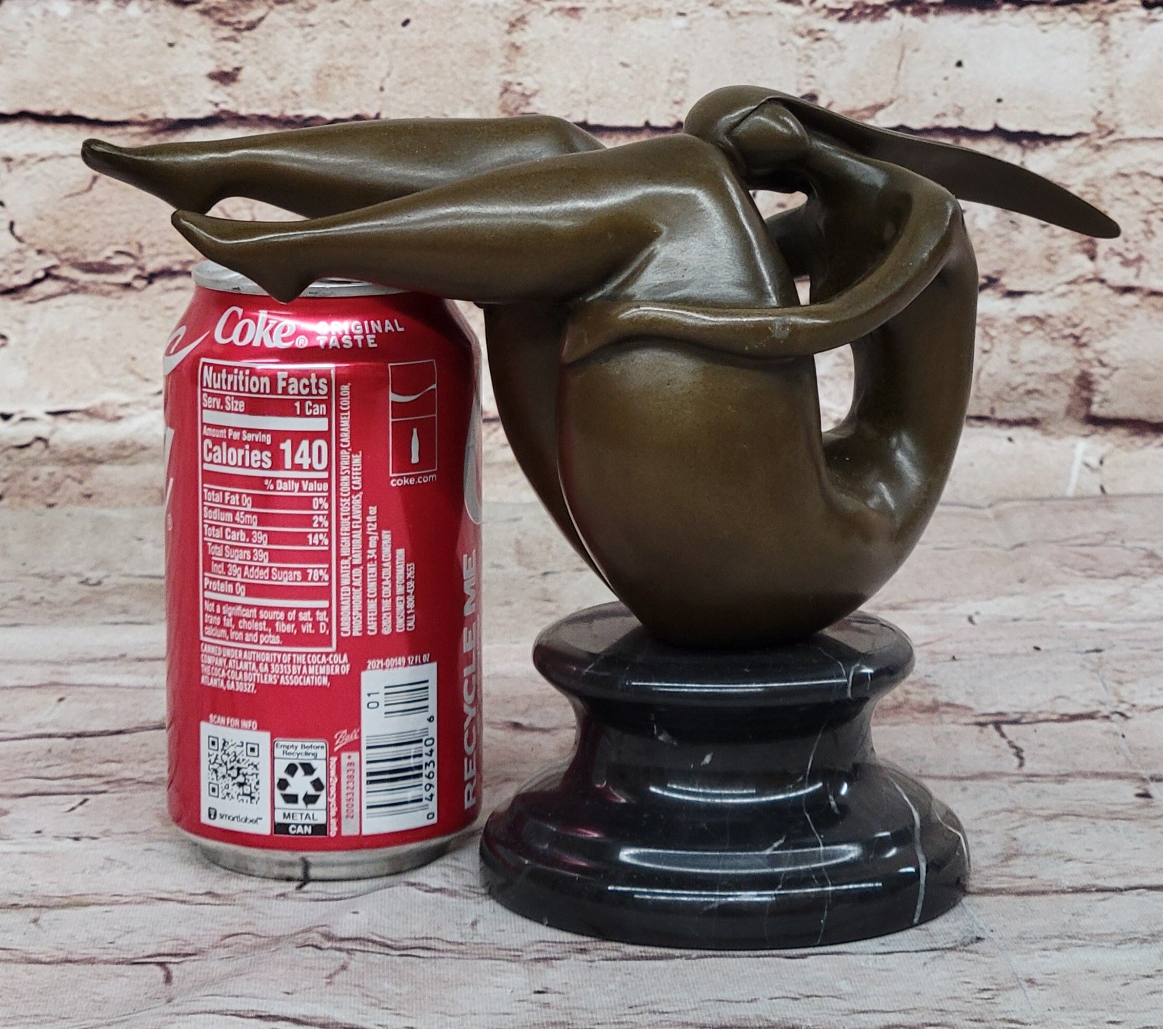 Curvy Female Figure Bronze Sculpture on Marble Base by Mario Nick