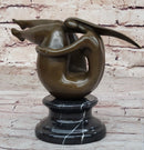 Curvy Female Figure Bronze Sculpture on Marble Base by Mario Nick