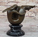 Curvy Female Figure Bronze Sculpture on Marble Base by Mario Nick