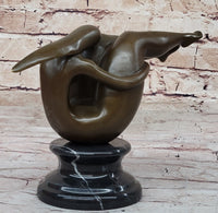 Curvy Female Figure Bronze Sculpture on Marble Base by Mario Nick