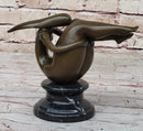 Curvy Female Figure Bronze Sculpture on Marble Base by Mario Nick