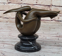 Curvy Female Figure Bronze Sculpture on Marble Base by Mario Nick