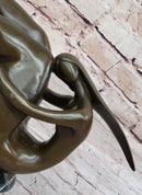 Curvy Female Figure Bronze Sculpture on Marble Base by Mario Nick