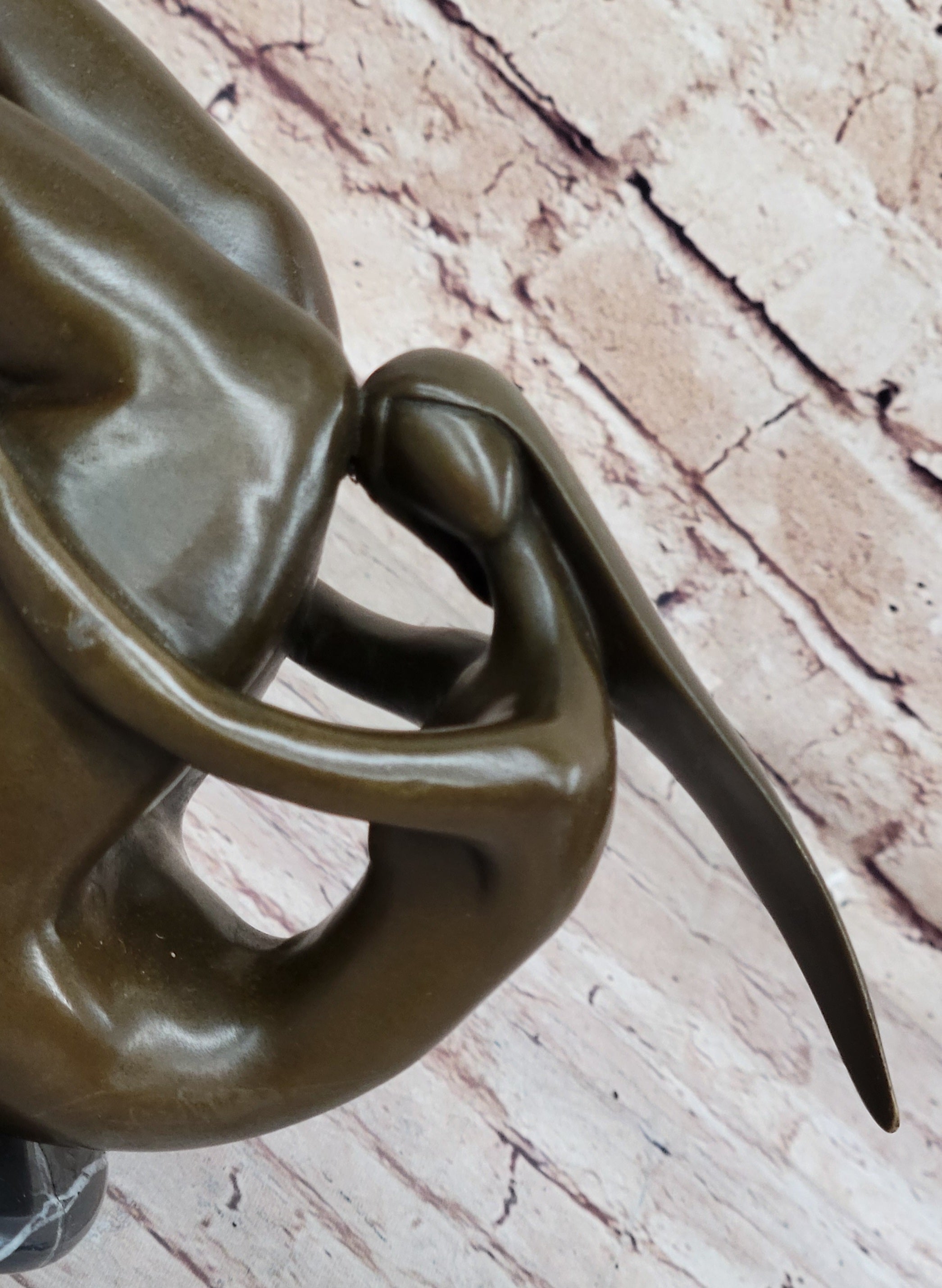 Curvy Female Figure Bronze Sculpture on Marble Base by Mario Nick
