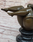 Curvy Female Figure Bronze Sculpture on Marble Base by Mario Nick