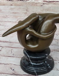 Curvy Female Figure Bronze Sculpture on Marble Base by Mario Nick
