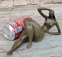 Abstract Reclining Woman Bronze Sculpture by Mario Nick