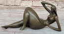Abstract Reclining Woman Bronze Sculpture by Mario Nick
