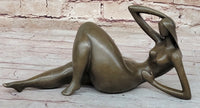Abstract Reclining Woman Bronze Sculpture by Mario Nick