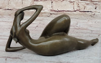Abstract Reclining Woman Bronze Sculpture by Mario Nick