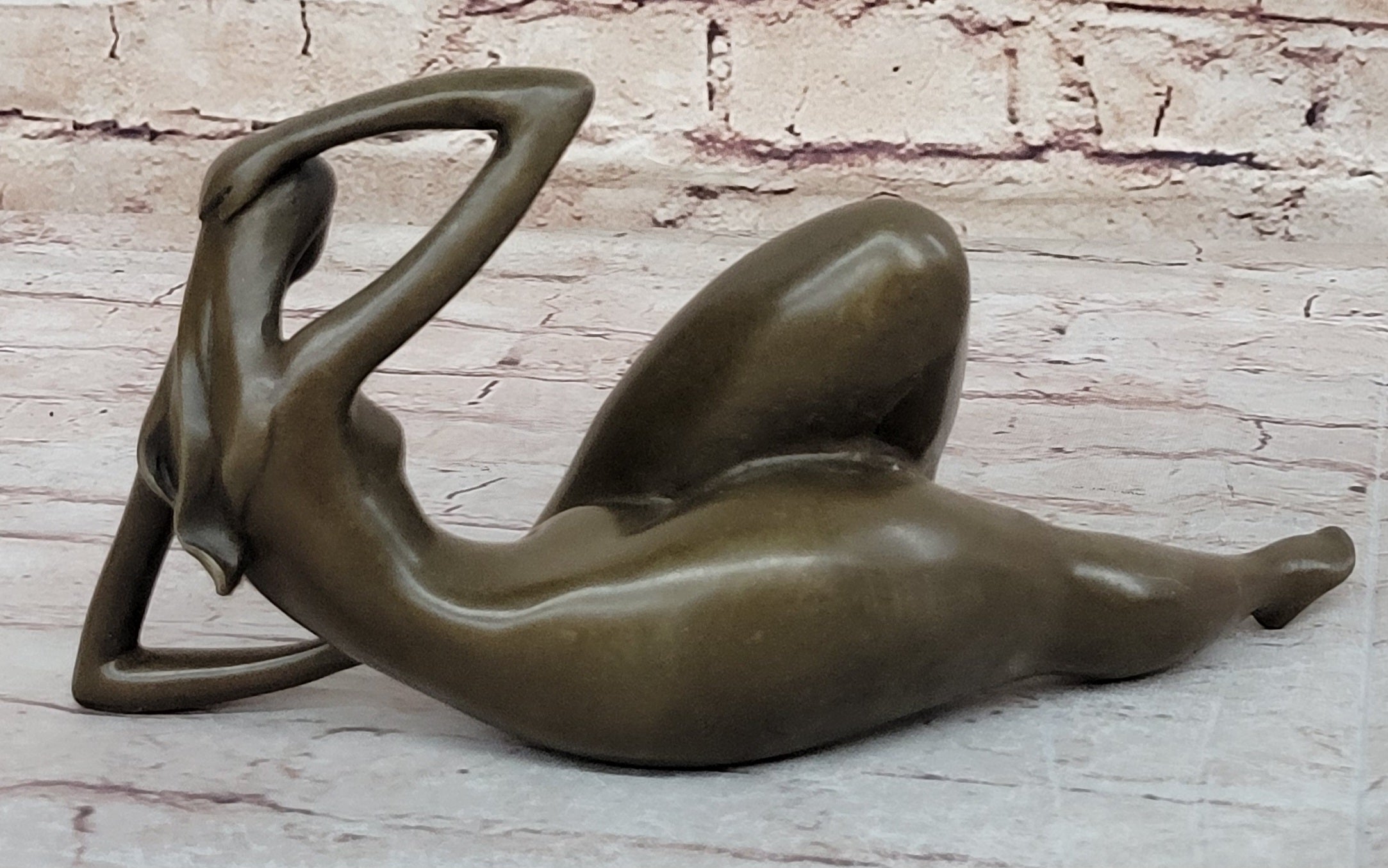 Abstract Reclining Woman Bronze Sculpture by Mario Nick