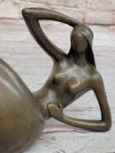 Abstract Reclining Woman Bronze Sculpture by Mario Nick