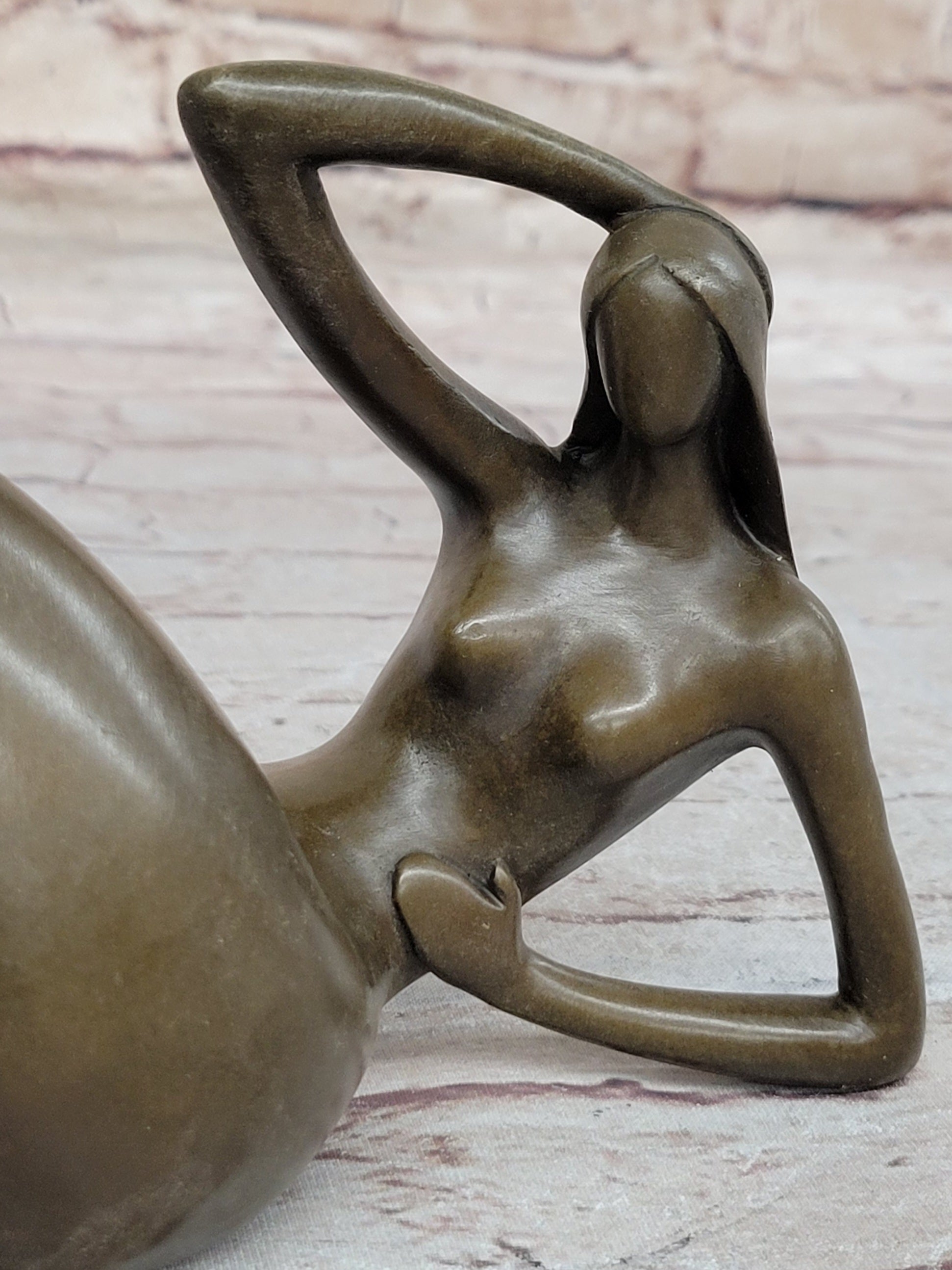 Abstract Reclining Woman Bronze Sculpture by Mario Nick