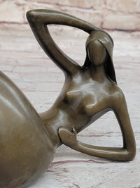 Abstract Reclining Woman Bronze Sculpture by Mario Nick