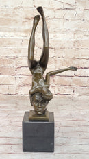 Surrealist Bronze Sculpture of Upside Down Nude Female Figure Conjoined Head Original Art