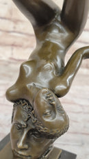 Surrealist Bronze Sculpture of Upside Down Nude Female Figure Conjoined Head Original Art
