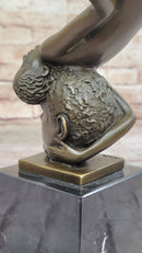 Surrealist Bronze Sculpture of Upside Down Nude Female Figure Conjoined Head Original Art