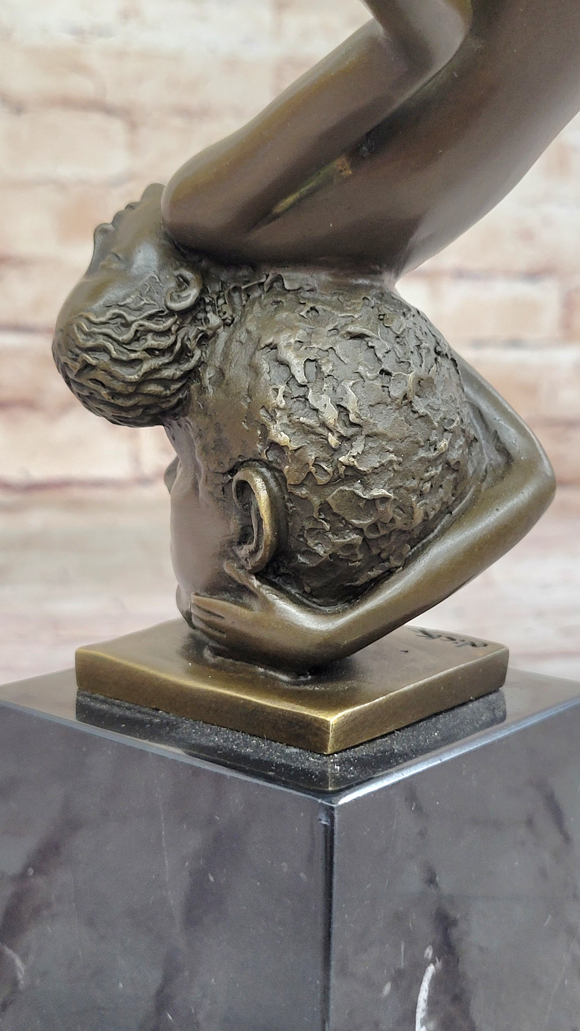 Surrealist Bronze Sculpture of Upside Down Nude Female Figure Conjoined Head Original Art