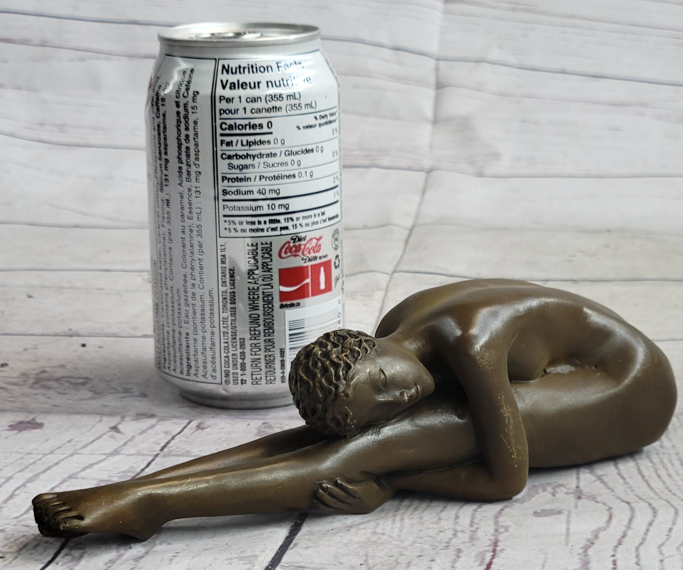 Nude Yoga Girl Holding Stretch Bronze Figure Sculpture 2" x 9"