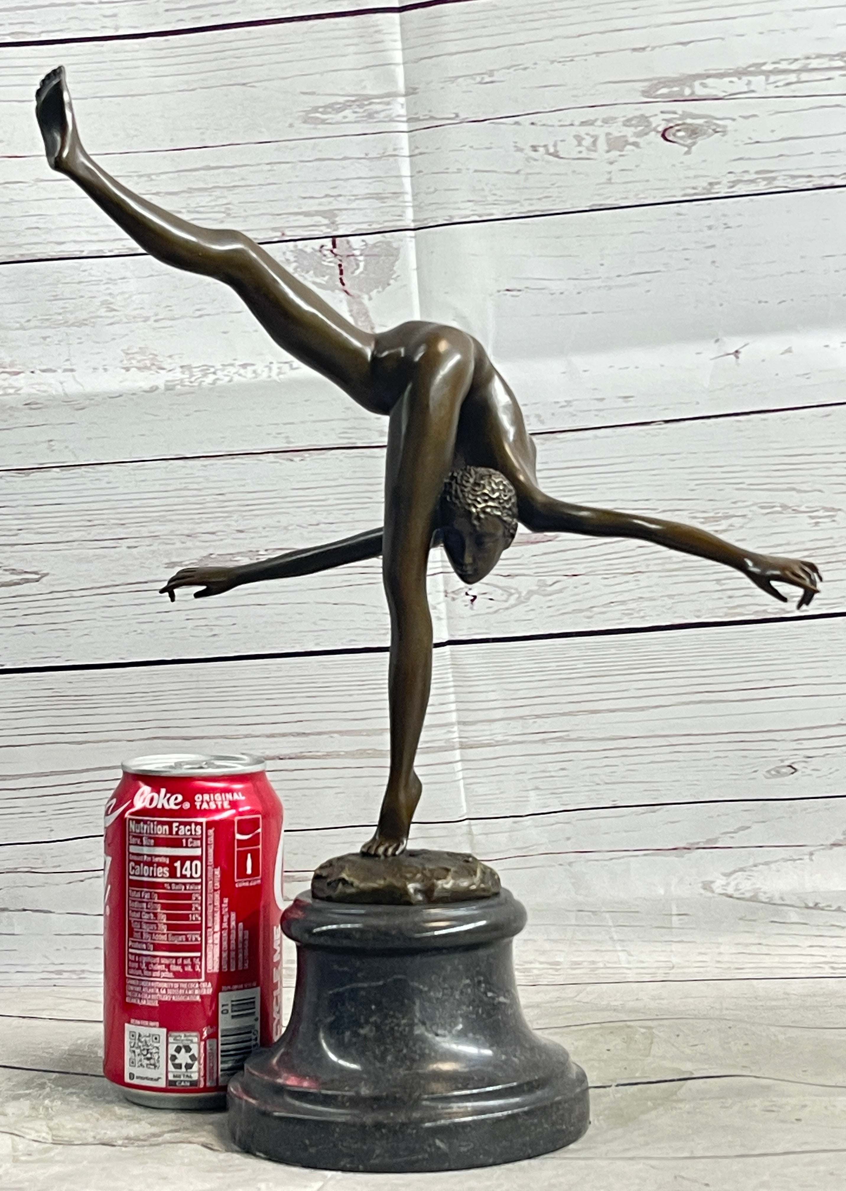 Art Deco Nude Talented Gymnast Trophy Bronze Sculpture