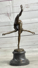 Art Deco Nude Talented Gymnast Trophy Bronze Sculpture