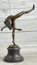 Art Deco Nude Talented Gymnast Trophy Bronze Sculpture