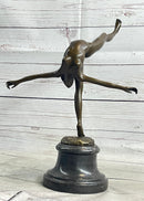 Art Deco Nude Talented Gymnast Trophy Bronze Sculpture