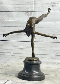Art Deco Nude Talented Gymnast Trophy Bronze Sculpture