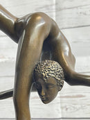 Art Deco Nude Talented Gymnast Trophy Bronze Sculpture