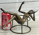 Signed Nick Nude Female Abstract Mid Century Bronze Sculpture