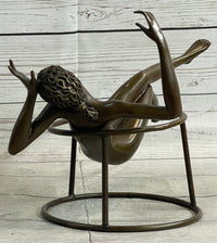 Signed Nick Nude Female Abstract Mid Century Bronze Sculpture