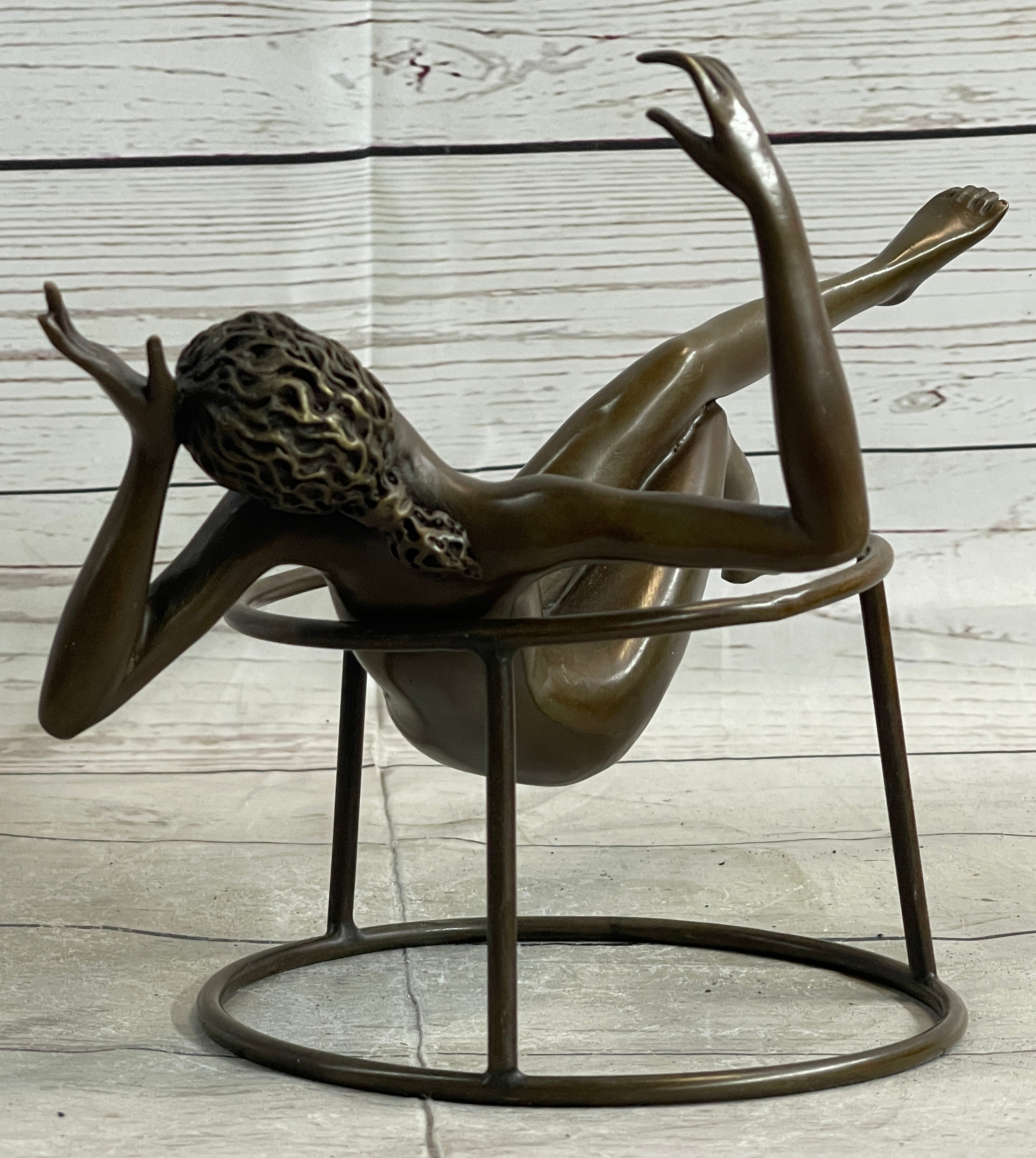 Signed Nick Nude Female Abstract Mid Century Bronze Sculpture