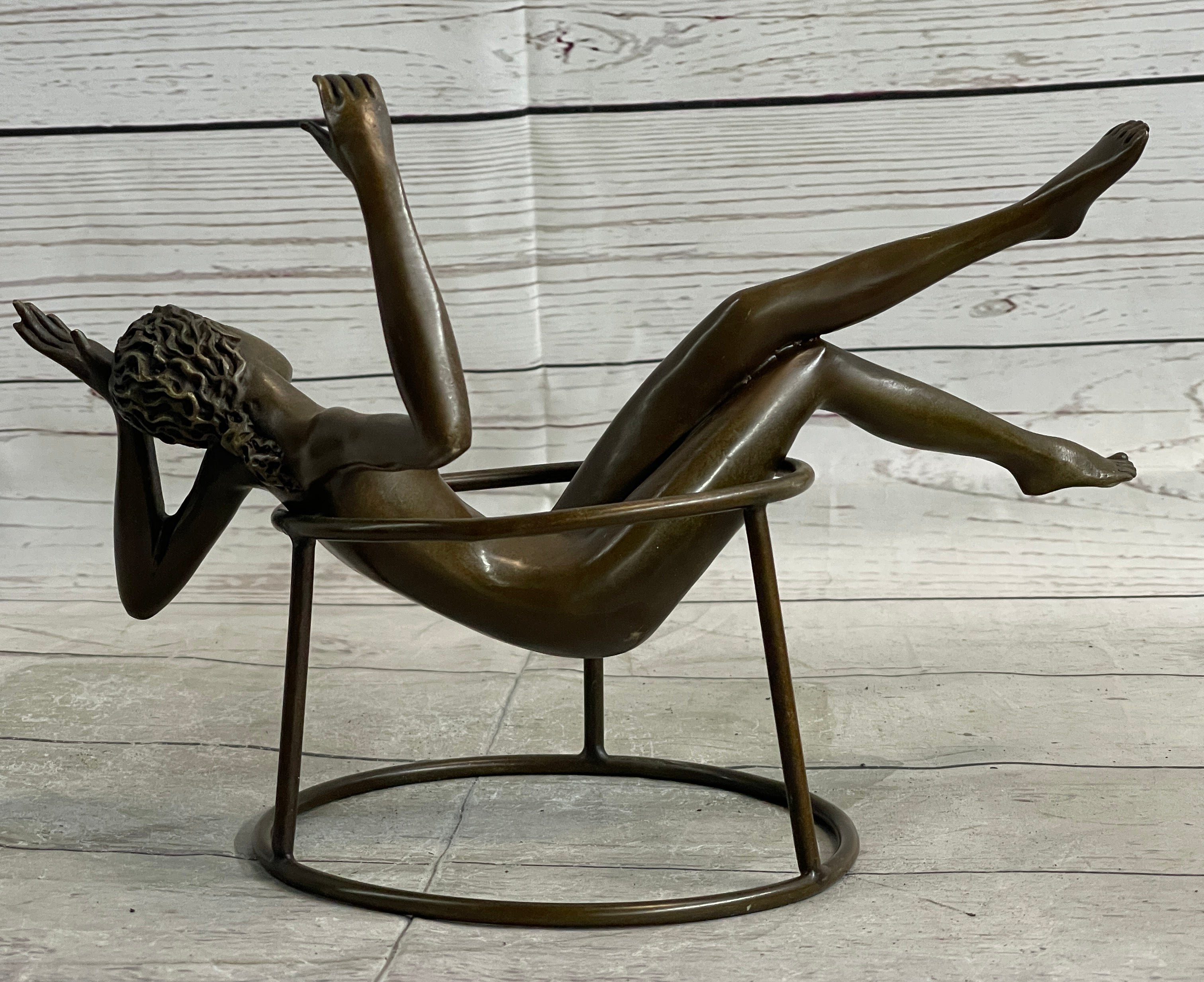 Signed Nick Nude Female Abstract Mid Century Bronze Sculpture