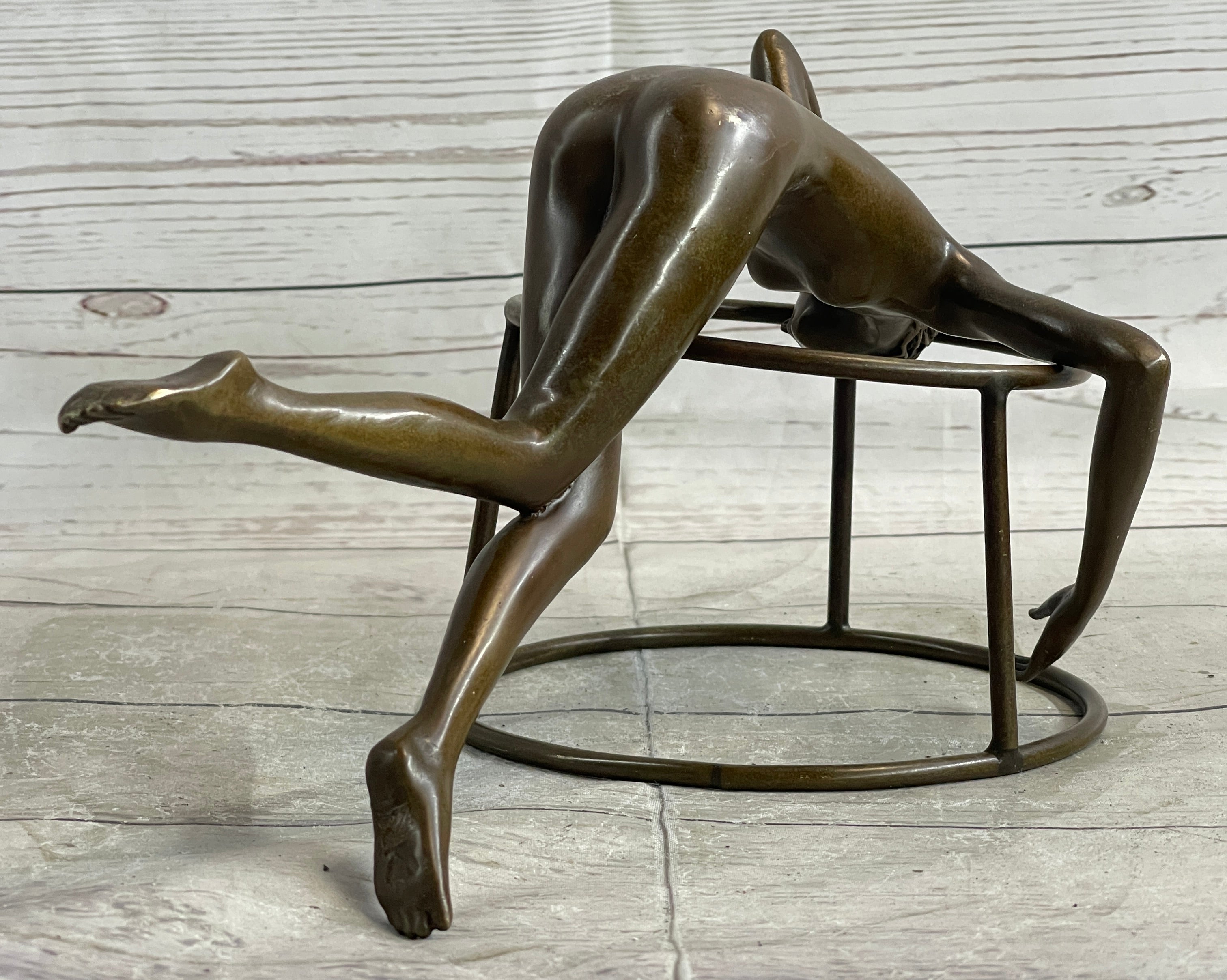Signed Nick Nude Female Abstract Mid Century Bronze Sculpture