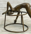 Signed Nick Nude Female Abstract Mid Century Bronze Sculpture