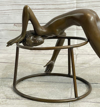 Signed Nick Nude Female Abstract Mid Century Bronze Sculpture