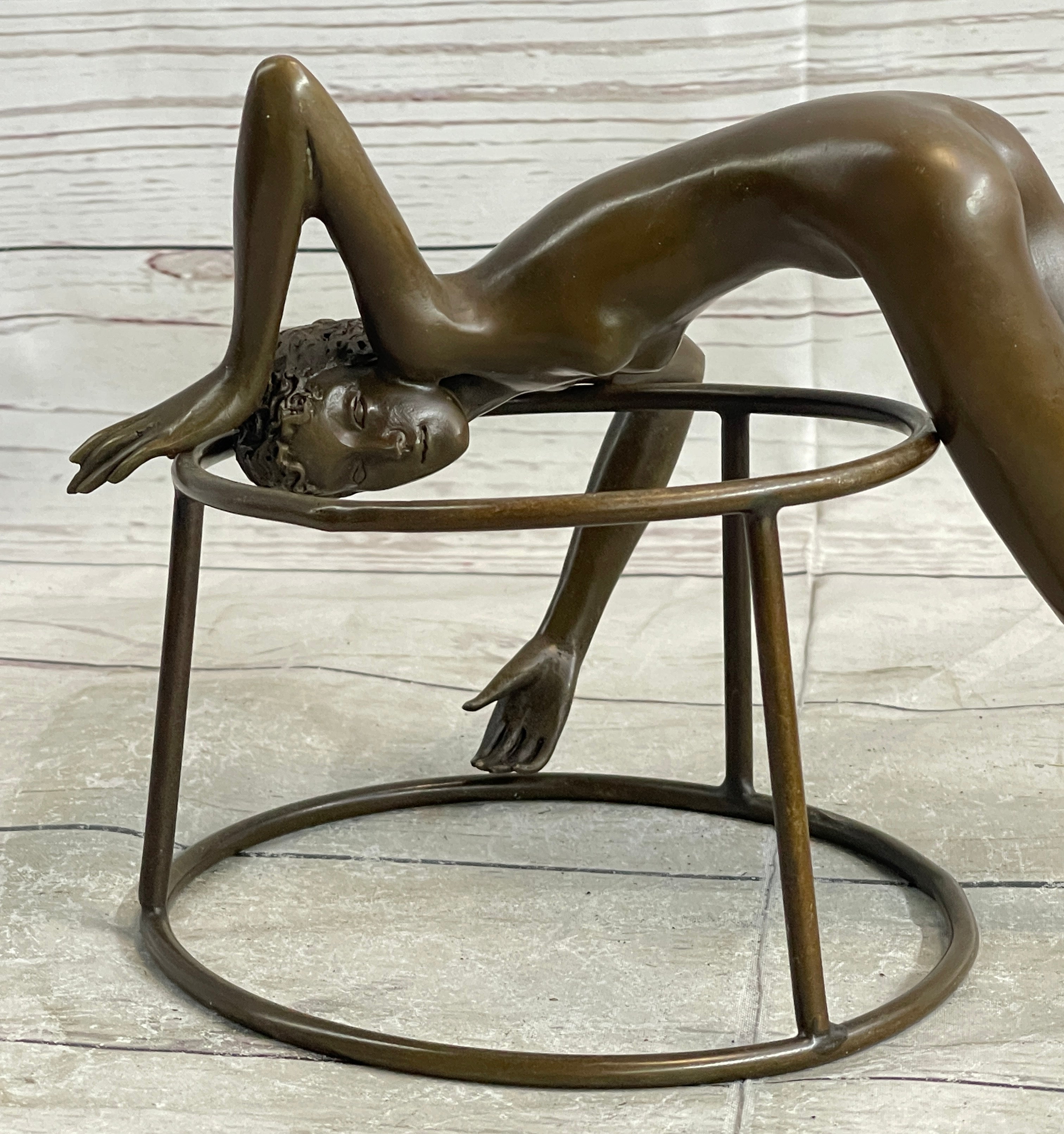 Signed Nick Nude Female Abstract Mid Century Bronze Sculpture
